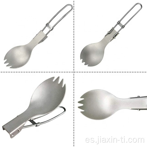 Spork Cuchara y cuchara plegable de titanio para senderismo